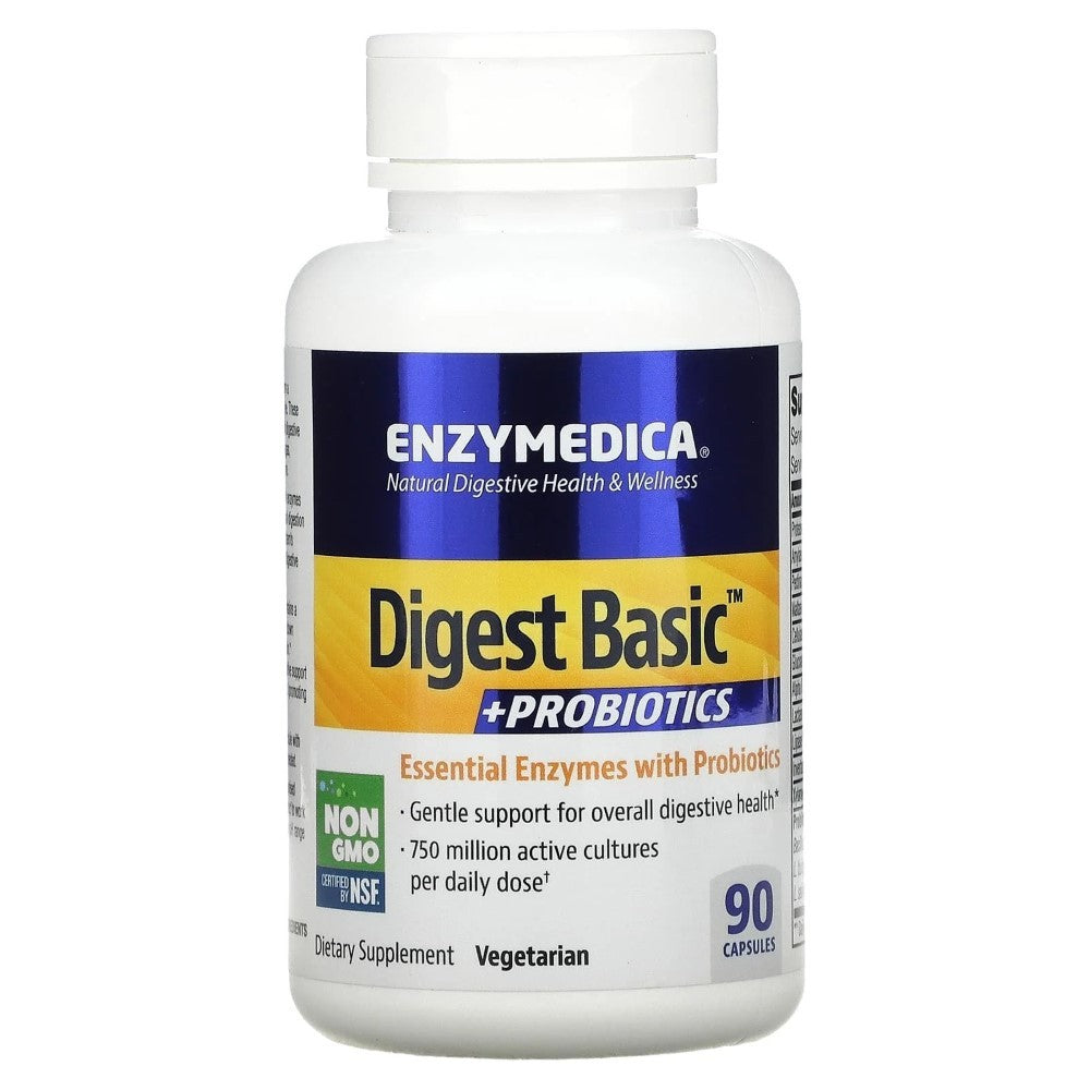 Enzymedica Digest Basic + probiotikai (virškinimo fermentai su probiotikais) - 90 kapsulių - Magnis.lt