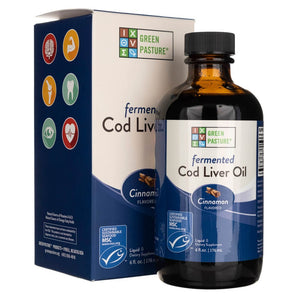Green Pasture fermentēta mencu aknu eļļa, kanēlis - 180 ml