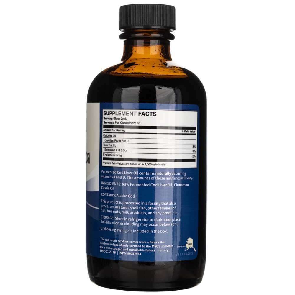 Green Pasture fermentēta mencu aknu eļļa, kanēlis - 180 ml