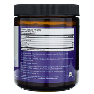 Green Pasture fermentuotas menkių kepenų aliejus ir koncentruotas sviesto aliejų mišinys, gelis - 188 ml - Magnis.lt
