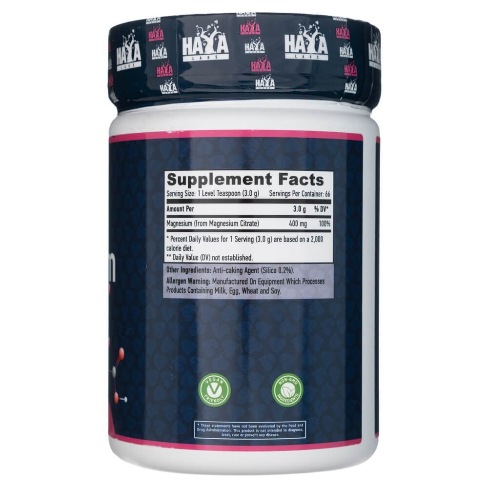 Haya Labs Magnija citrāts, pulveris 400 mg - 200 g