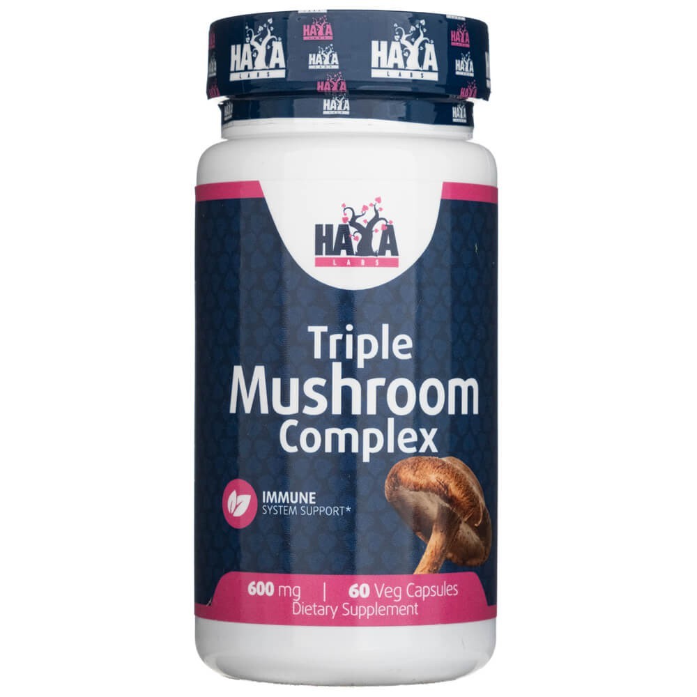 Haya Labs Triple sēņu komplekss 600 mg - 60 kapsulas