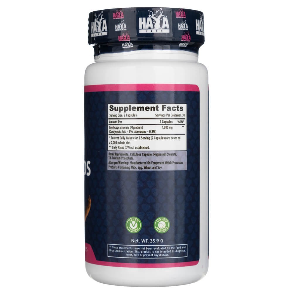 Haya Labs Cordyceps 500 mg - 60 kapsulas
