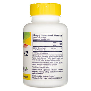 Sveikos kilmės vitaminas K2 kaip MK-7 100 mcg - 180 minkštųjų gelių - Magnis.lt