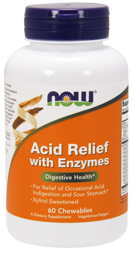 Acid Relief with Enzymes - 60 chewables - NOW Foods