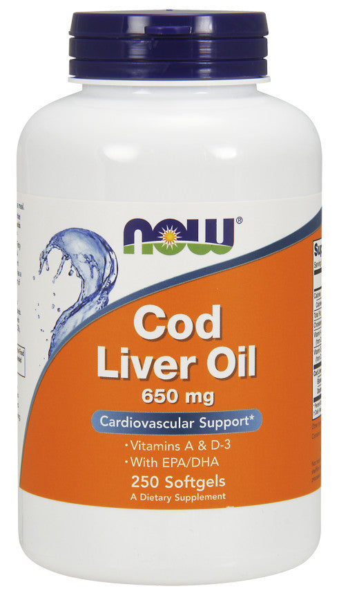 Cod Liver Oil, 650mg - 250 softgels - NOW Foods