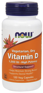 Vitamin D, 1000 IU Vegetarian - Dry - 120 vcaps - NOW Foods