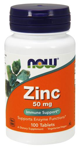 Zinc, 50mg - 100 tablets - NOW Foods