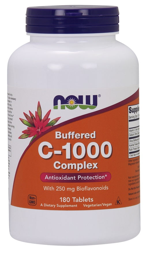 Vitamin C-1000 Complex - Buffered with 250mg Bioflavonoids - 180 tablets - NOW Foods