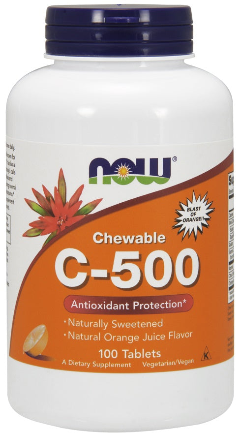 Vitamin C-500 Chewable, Orange - 100 tablets - NOW Foods