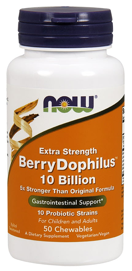 BerryDophilus, 10 Billion (Extra Strength) - 50 chewables - NOW Foods