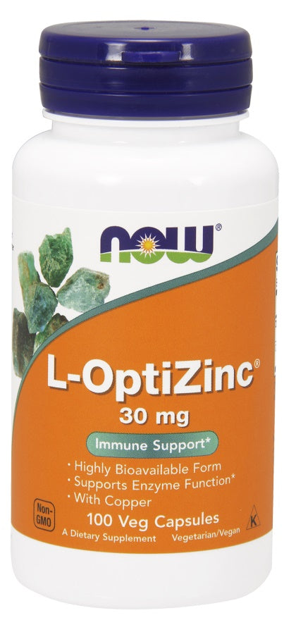 L-OptiZinc, 30mg - 100 vcaps - NOW Foods