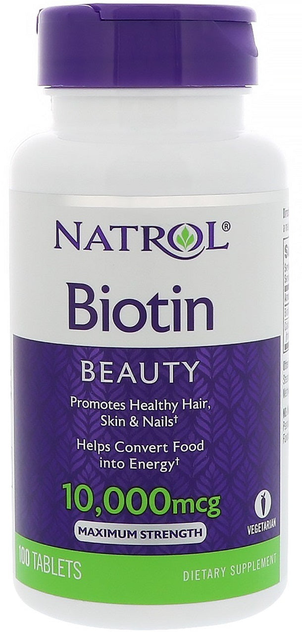 Biotin, 10000mcg - 100 tablets - Natrol