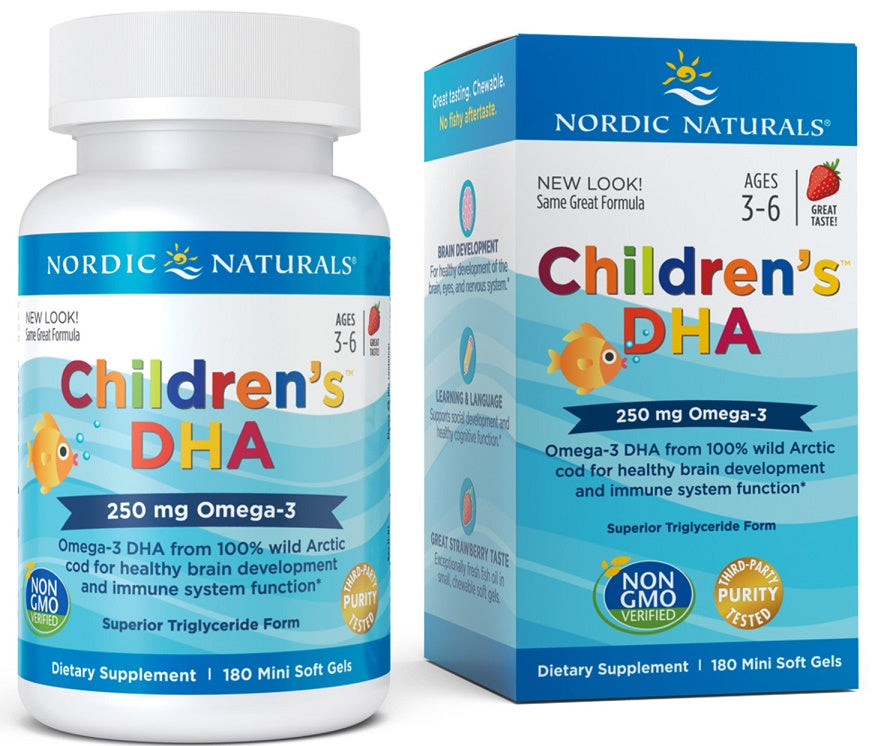 Children's DHA, 250mg Omega-3 Strawberry - 180 mini softgels - Nordic Naturals