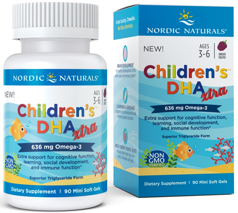 Children's DHA Xtra Fish Oil, 636mg Berry Punch - 90 mini softgels - Nordic Naturals