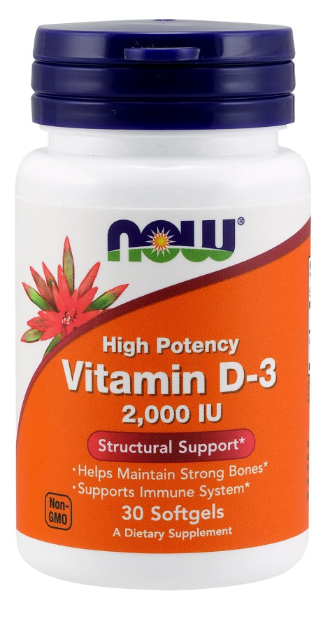 Vitamin D-3, 2000 IU - 30 softgels - NOW Foods