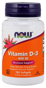 Vitamin D-3, 400 IU - 180 softgels - NOW Foods