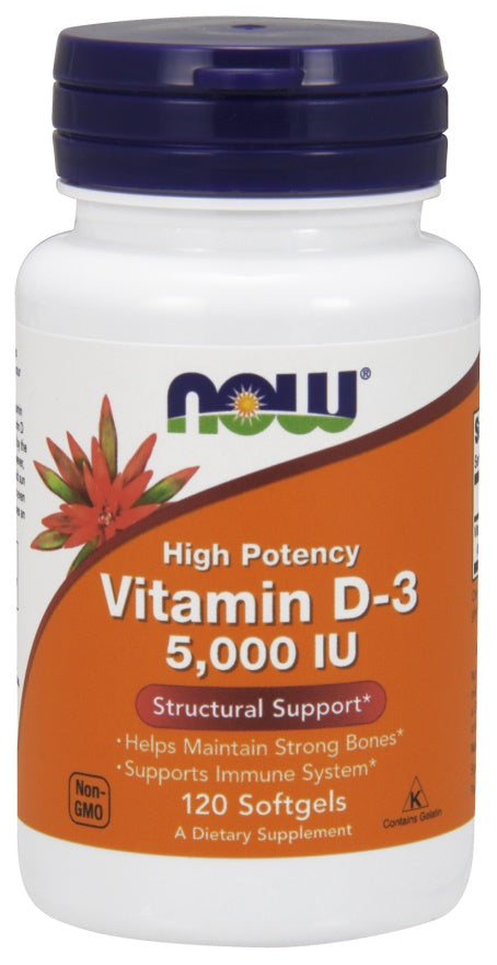 Vitamin D-3, 5000 IU - 120 softgels - NOW Foods