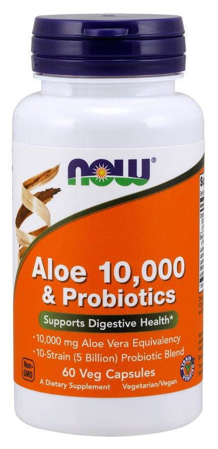 Aloe 10,000 & Probiotics - 60 vcaps - NOW Foods