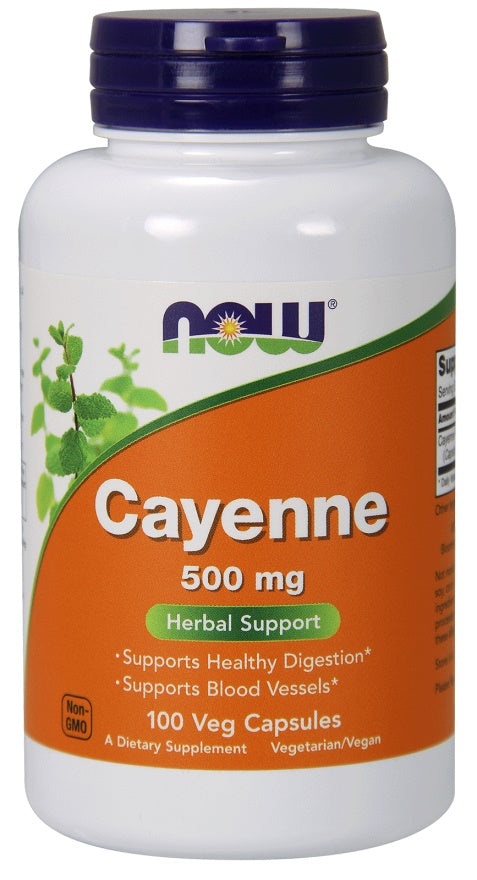 Cayenne, 500mg - 100 vcaps - NOW Foods