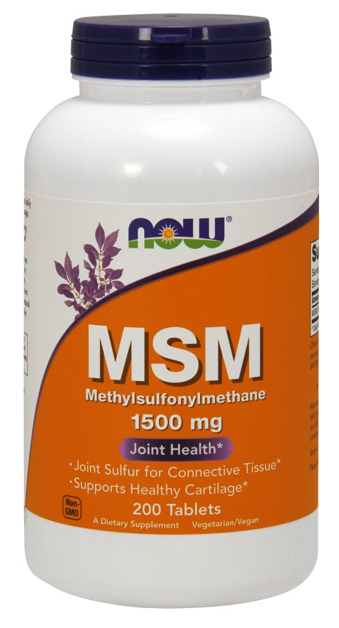 MSM Methylsulphonylmethane, 1500mg - 200 tablets - NOW Foods
