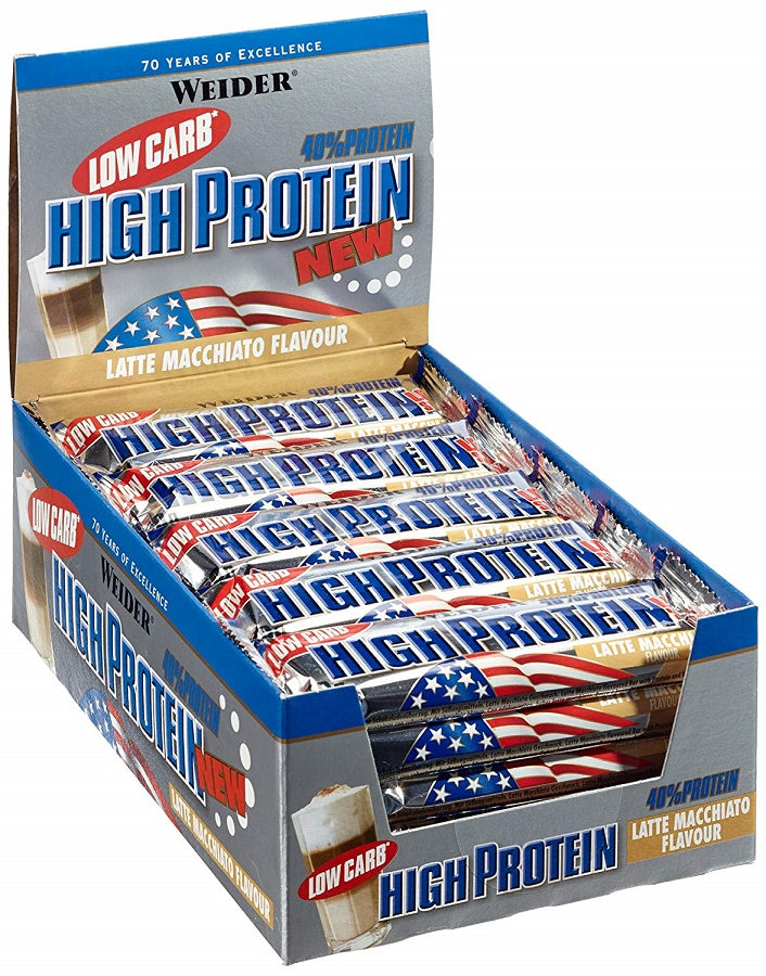 40% Low Carb High Protein Bar, Peanut Caramel - 24 x 50g - Weider