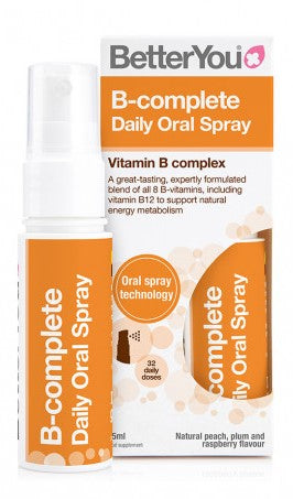 B-complete Daily Oral Spray, Natural Peach, Plum & Raspberry - 25 ml. - BetterYou