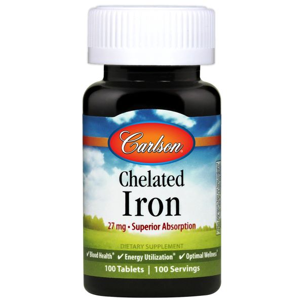 Chelated Iron, 27mg - 100 tablets - Carlson Labs