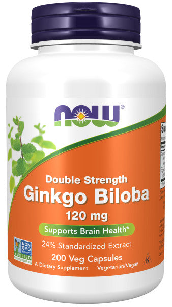 Ginkgo Biloba Double Strength, 120mg - 200 vcaps - NOW Foods