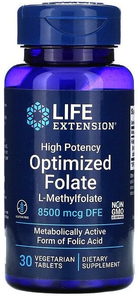 High Potency Optimized Folate - 30 vegetarian tabs - Life Extension