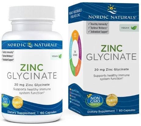 Zinc Glycinate, 20mg - 60 caps - Nordic Naturals