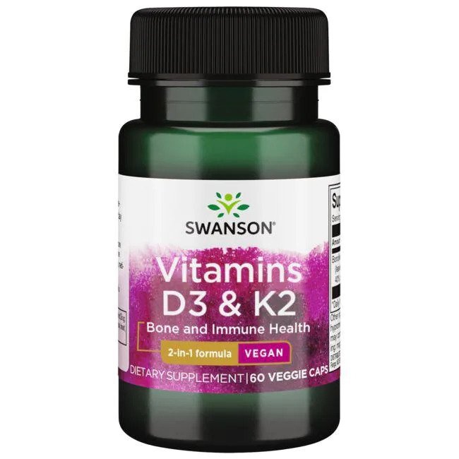 Vitamins D3 & K2, 125mcg & 100mcg - 60 vcaps - Swanson