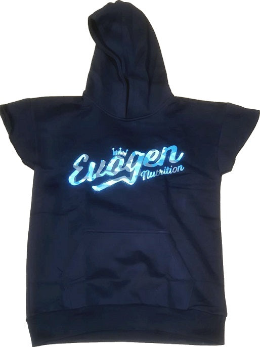 Men's Cap Sleeve Hoodie, Blue Camo Script - Size XL - Evogen