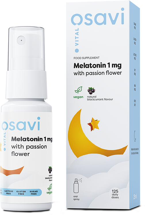 Melatonin with Passion Flower Oral Spray, 1mg (Blackcurrant) - 25 ml. - Osavi
