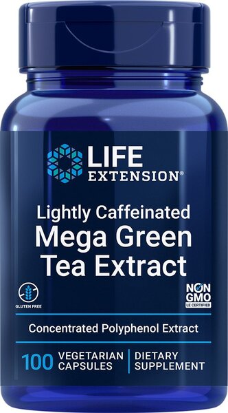 Lightly Caffeinated Mega Green Tea Extract - 100 vcaps - Life Extension