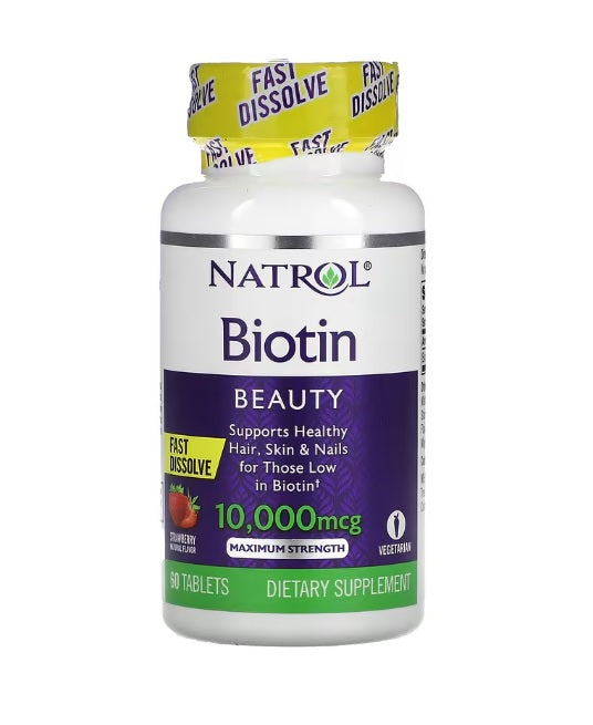 Biotin Fast Dissolve, 10000mcg (Strawberry) - 60 tablets - Natrol