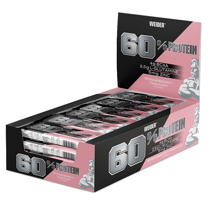 60% Protein Bar, Strawberry-Yoghurt - 24 x 45g - Weider