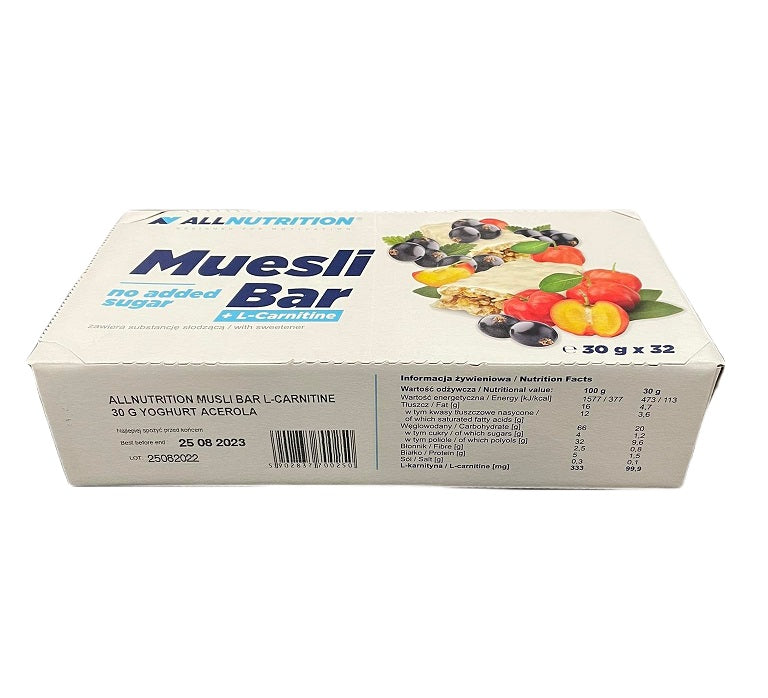 Muesli Bar + L-Carnitine, Yoghurt & Acerola - 32 bars - Allnutrition