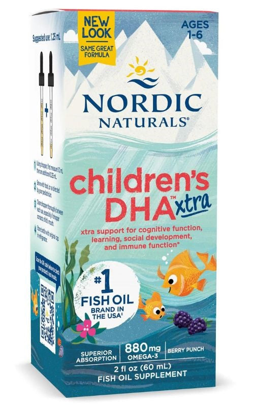 Children's DHA Xtra Fish Oil, 880mg Berry Punch (EAN 768990027253) - 60 ml. - Nordic Naturals