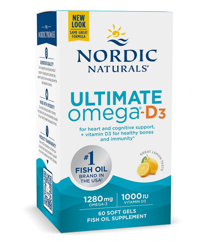 Ultimate Omega-D3 Fish Oil, 1280mg Lemon - 60 softgels - Nordic Naturals