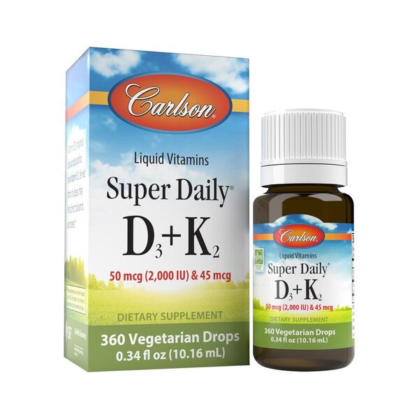 Super Daily D3 + K2, 2000 IU - 10 ml. - Carlson Labs