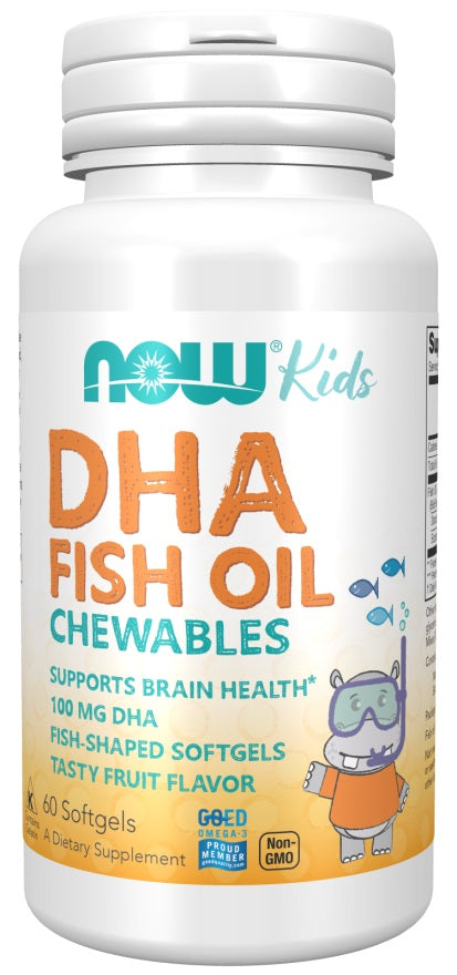 DHA Kids Fish Oil Chewables, 100mg - 60 softgels - NOW Foods