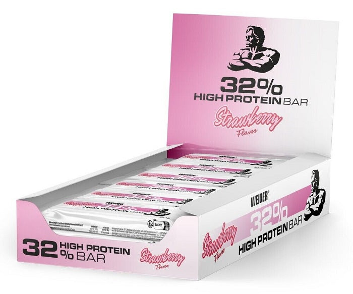 32% High Protein Bar, Strawberry - 12 x 60g - Weider