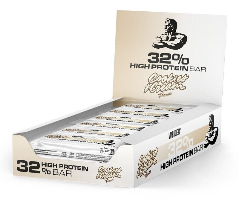 32% High Protein Bar, Cookies & Cream - 12 x 60g - Weider