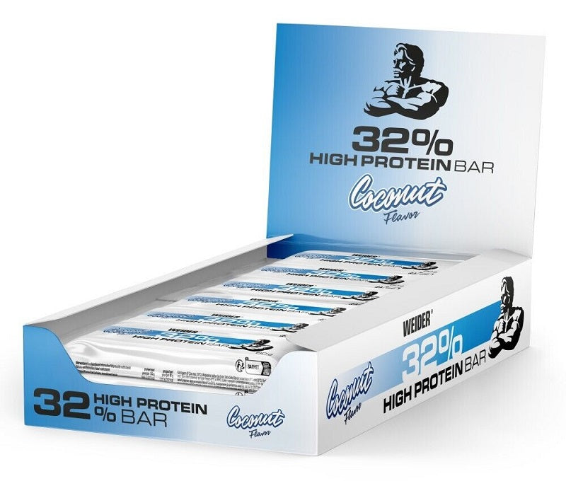 32% High Protein Bar, Coconut - 12 x 60g - Weider