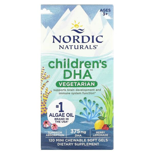 Children's DHA Vegetarian, 375mg Berry Lemonade - 120 chewables - Nordic Naturals