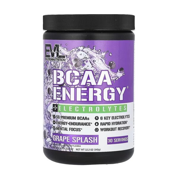 BCAA Energy + Electrolytes, Grape Splash - 345 grams - EVLution Nutrition