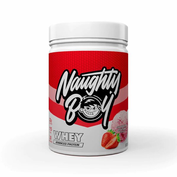 Advanced Whey, Strawberry Milkshake - 900 grams - Naughty Boy