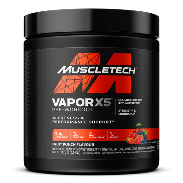 Vapor X5 Pre-Workout, Fruit Punch - 247 grams - MuscleTech