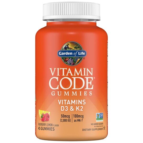 Vitamin Code Gummies Vitamins D3 & K2, Raspberry Lemon - 45 gummies - Garden of Life